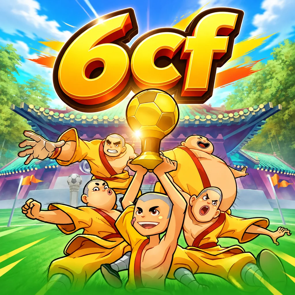 6cf slot Shaolin Soccer menampilkan para biksu Shaolin merayakan trofi sepak bola emas