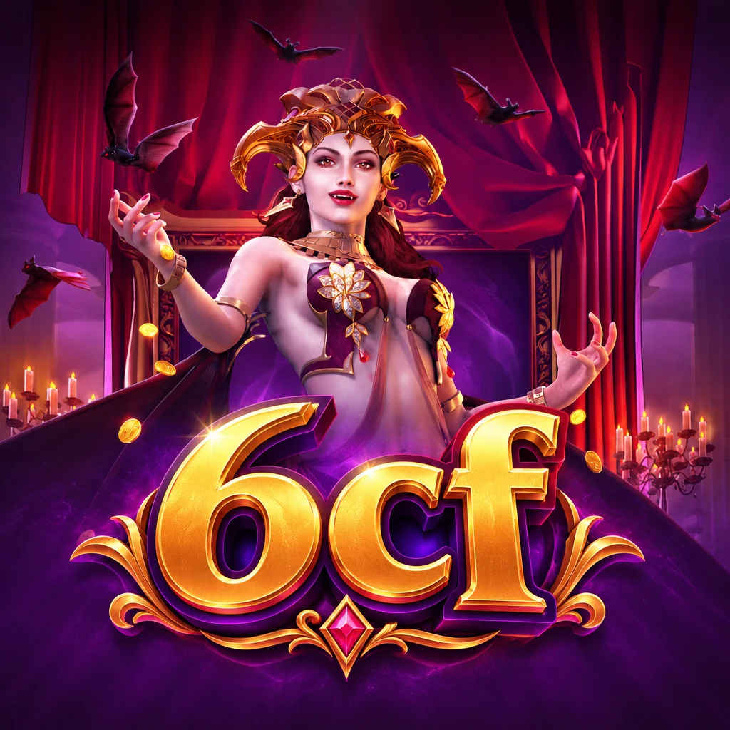 6cf slot Vampires Charm menampilkan karakter vampir wanita elegan dengan mahkota emas dan kelelawar